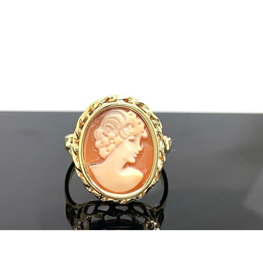 Cameo Cocktail Ring 18k Yellow Gold Estate Jewelry Vintage Women's Size 8